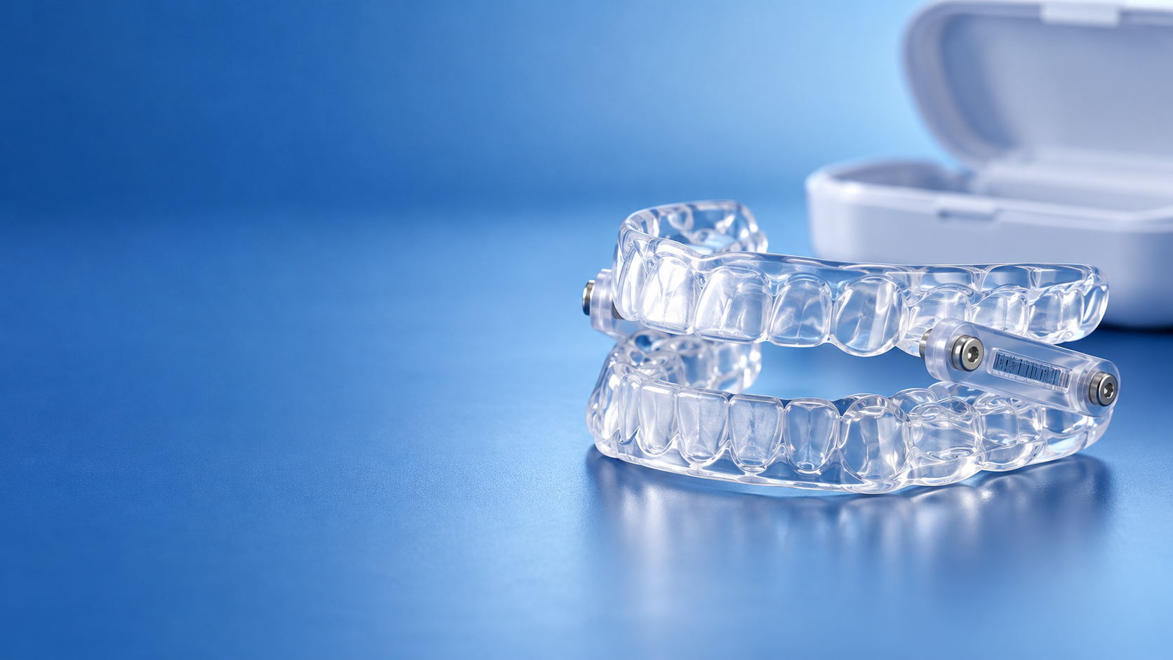 Illustrative oral appliance and case; not a specific device supplied by the practice